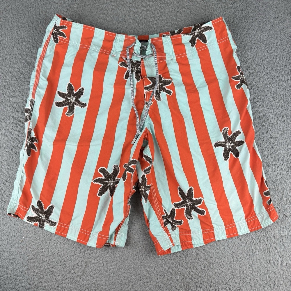 Vilebrequin mens Starfish Stripe Swim Trunks Size Xl‎ Orange Blue Luxury Resort